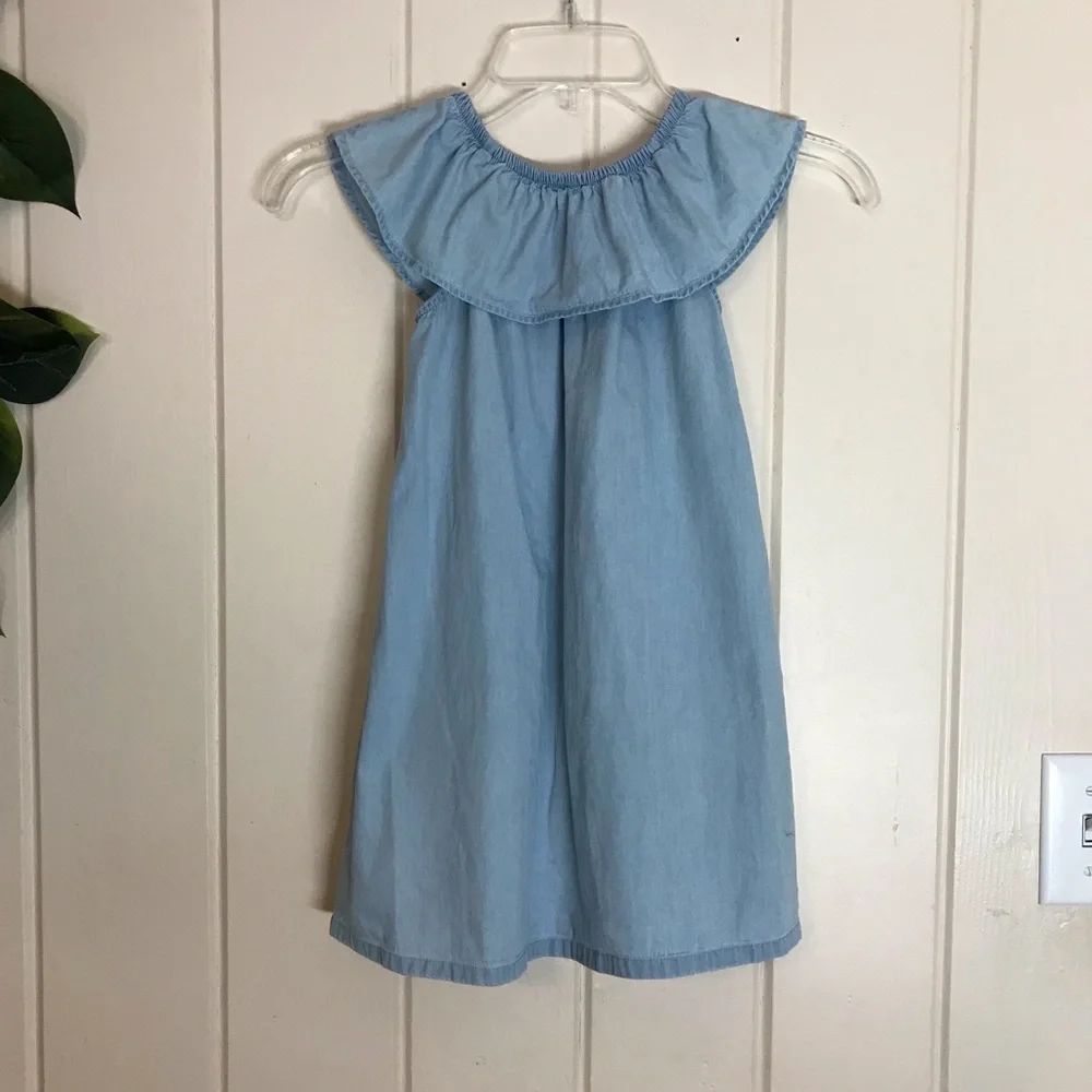 Girls Old Navy Sleeveless Dress Size 4 / 5 XS Extra Small Blue Color w/ Ruffle